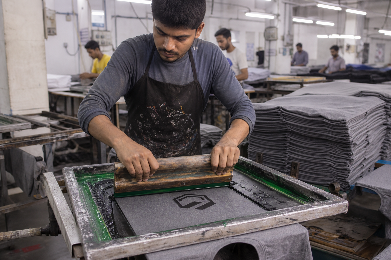 Screen printing custom branding on garments